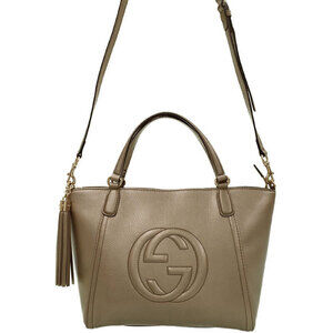 Gucci Soho grained leather top handle bag 2way tote shoulder bag